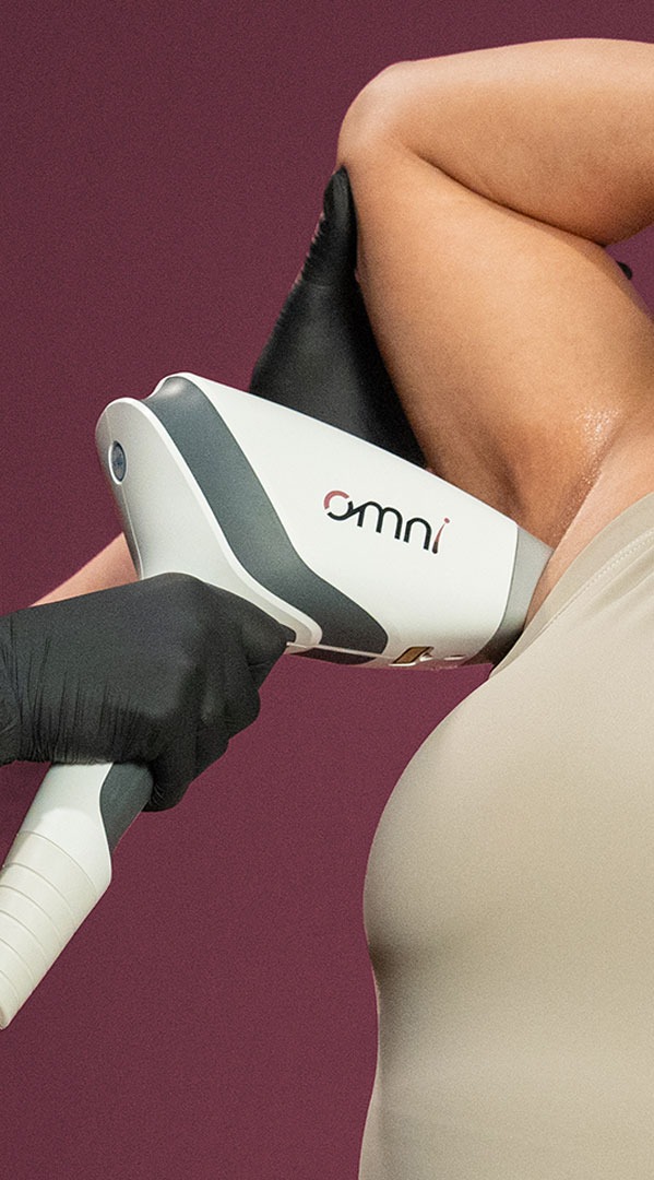 The OMNI handpiece treating the bikini area
