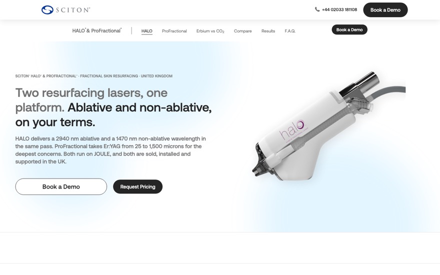 Preview of the C3 Fractional and Resurfacing landing page